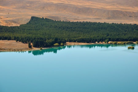 Tekapo lake view from Mount John lookout in New Zealand.の写真素材