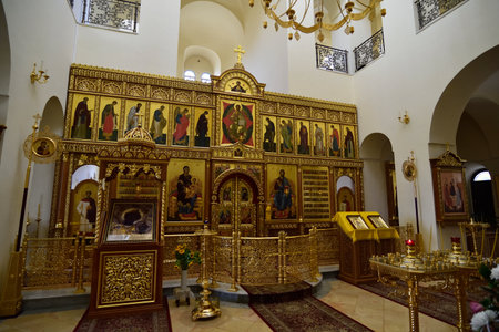 Sanctuary interior of Gorny Convent church in Ein Kerem near Jerusalem, Israel