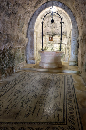 Ancient well in Grotto of Church of the Visitation, Ein Kerem near Jerusalem.の写真素材