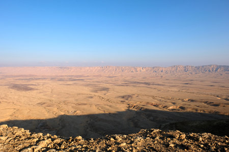Aerial view of Crater Ramon in Negev desert, Israel.の写真素材