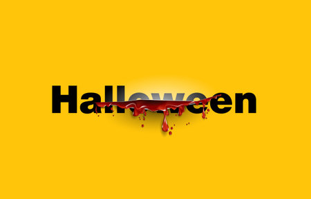 Halloween. text cut with the blood template. Yellow backgroundのイラスト素材