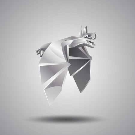 vector silver origami batのイラスト素材