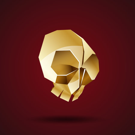 golden skull vector origamiのイラスト素材