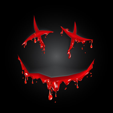 Halloween cut blood smile on a black backgroundのイラスト素材