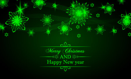 Christmas Poster. Green neon snow illustration with space for textのイラスト素材