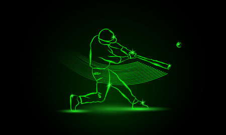 Baseball. The player hit the ball. neon styleのイラスト素材