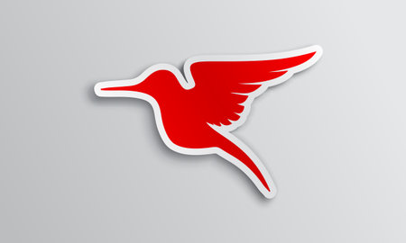 Red hummingbird 3d sticker.のイラスト素材
