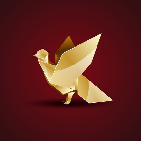 vector golden origami pigeonのイラスト素材
