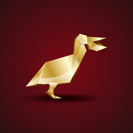 vector golden origami pelicanのイラスト素材