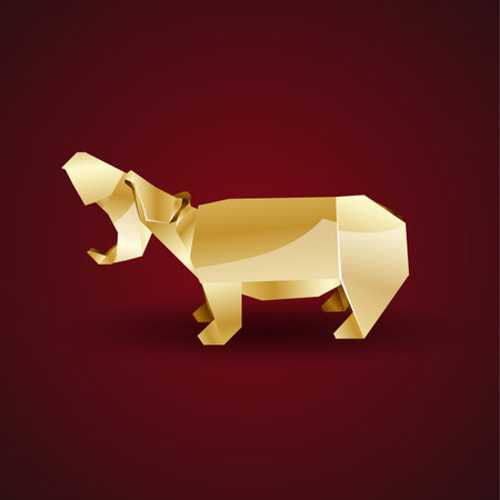 vector golden origami hippoのイラスト素材