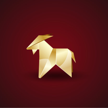 vector golden origami goatのイラスト素材