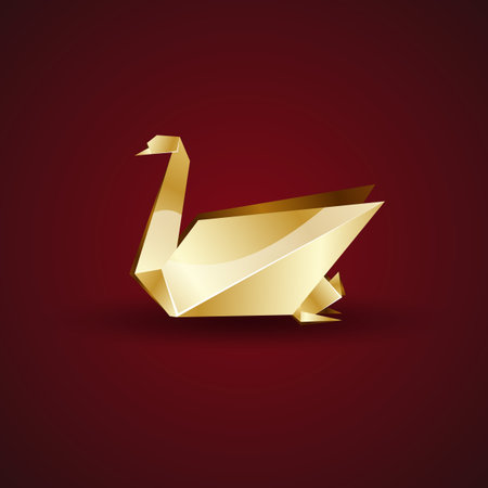 vector golden origami swanのイラスト素材