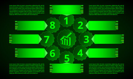 gears business production infographics. Vector neon illustration.のイラスト素材