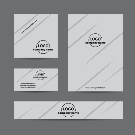 Abstract corporate set of business card , cover, and banner. Vector gray material design background for company branding.のイラスト素材