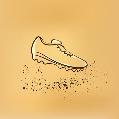 Soccer Shoes. Vector retro drawing illustration.のイラスト素材