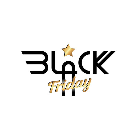 Black Friday modern label. Lettering for poster, banner, invitation, presentation. illustration on white background.のイラスト素材