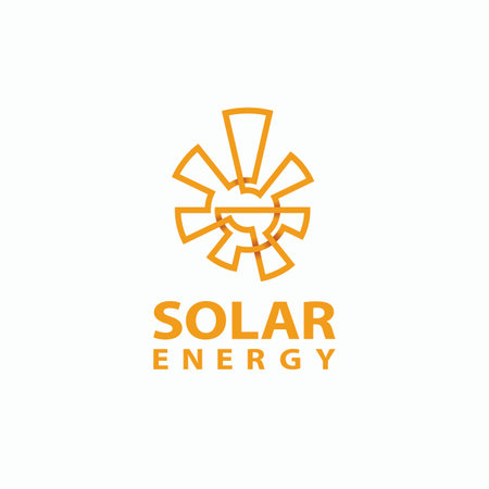 Abstract monoline sun logo. Solar energy symbol for the brand. Eco energy emblem.のイラスト素材