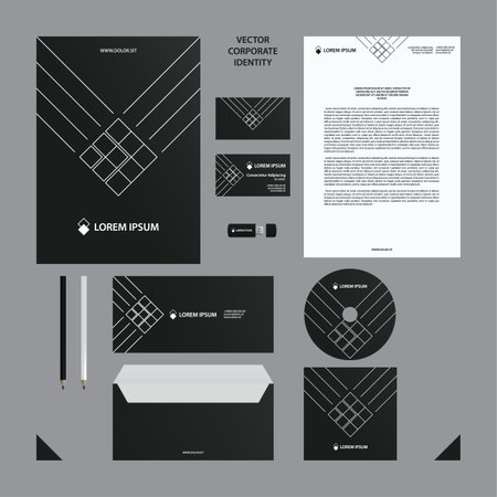 Corporate identity business template. Black branding set.のイラスト素材