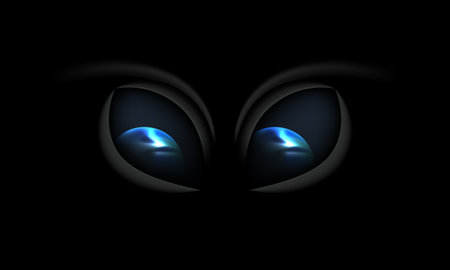 Alien eyes on a black background with reflection Earth planet in his eyes. Mystical view from space.のイラスト素材