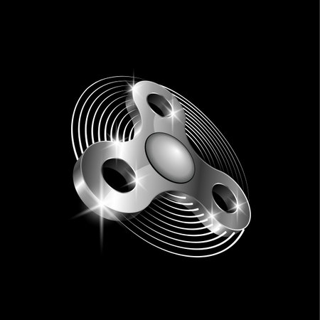 Hand spinner toy. Vector metallic fidget spinner illustration.のイラスト素材