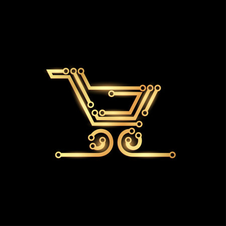 Electric board golden circuit shopping trolley.のイラスト素材