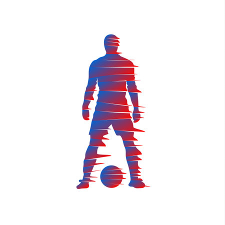 Shredded silhouette of soccer player with a ball.のイラスト素材