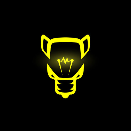 Wolf and Bulb abstract illustration for the energetics and technology poster.のイラスト素材