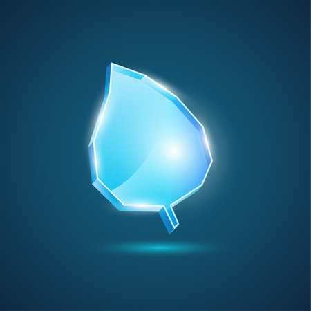 Realistic vector leaf of glass. 3D geometric transparent leaf of tree illustration.のイラスト素材