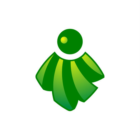 Abstract green icon. Sun and rays logo.のイラスト素材