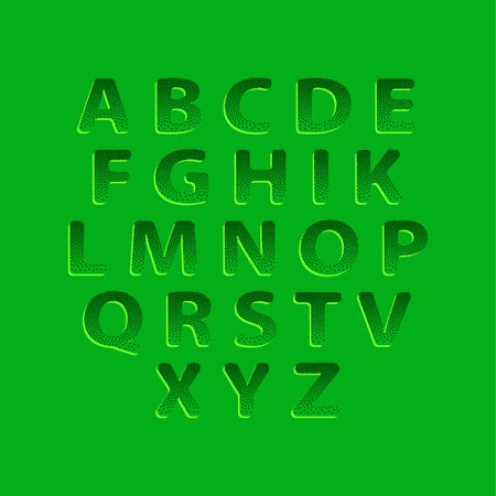 Dotting halftone green embossing font.のイラスト素材