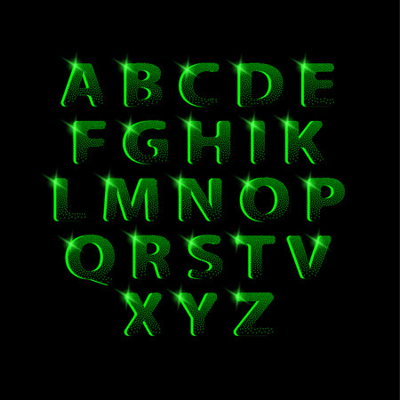 Dotting halftone green neon font.のイラスト素材
