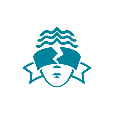 The head of a woman with blindfolded eyes, which is torn. Legal linear style logo template for the business card, branding and corporate identity.のイラスト素材