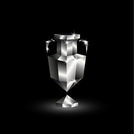 Chromed Low Poly Euro Football Cup. Abstract Polygonal 3D Soccer Trophy on  Black Background.のイラスト素材