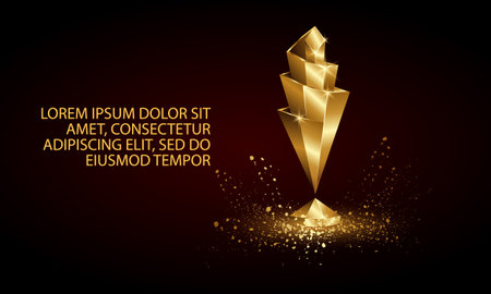 Golden Low Poly Nations League Cup Banner.のイラスト素材