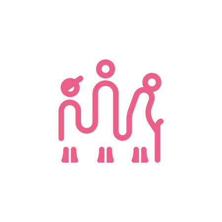 Generation linear icon. Linear icon with a child, adult and old man.のイラスト素材