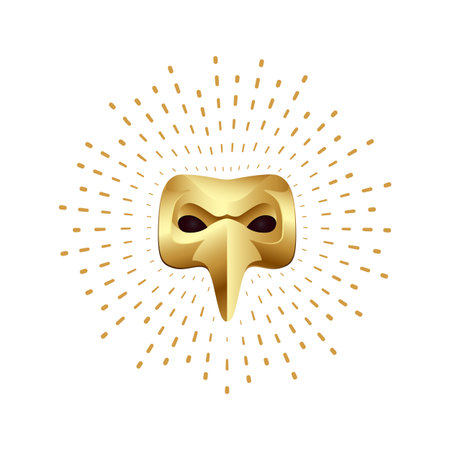 Golden plague doctor mask with splash halo.のイラスト素材