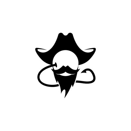 Carp fishing hook and bait icon. Fishing boyle icon looks like a pirate head with a mustache and beardのイラスト素材