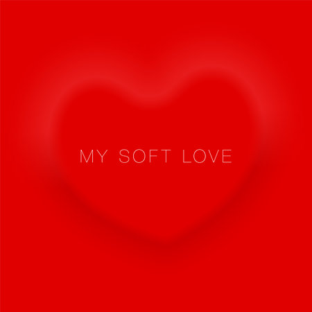 Soft convex heart shape on red background. Single red heart illustration in neomorphism style for Saint Valentine event background.のイラスト素材