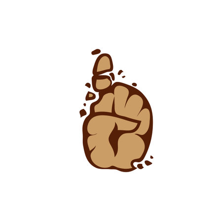 Simple and flat attention sign and coffee beans icon. Vector index finger up and broken coffee bean logo idea for the business card, branding and corporate identityのイラスト素材