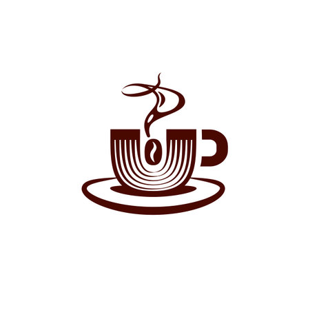 Simple and flat coffee mug icon. Vector coffee mug and magnet logo idea for the business card, branding and corporate identityのイラスト素材