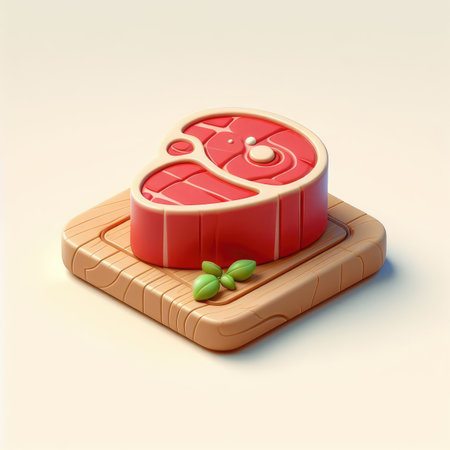 Piece of beef. 3D cartoon illustration on a light background.の素材