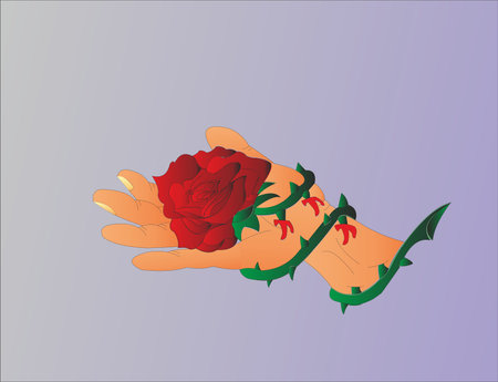 Rose spiked on the palmのイラスト素材