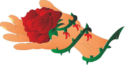 Rose spiked on the palmのイラスト素材