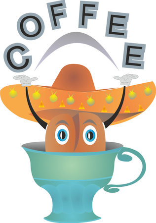 A grain of coffee in a cup vector illustration.のイラスト素材