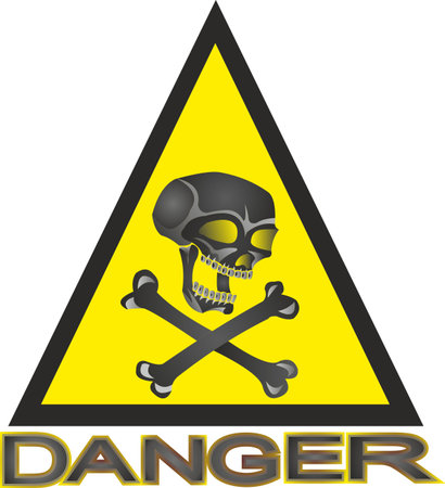 SKULL AND BONE inside triangle for sign of dangerのイラスト素材