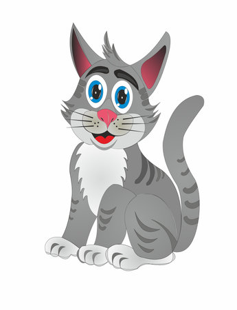cat cartoon emblemのイラスト素材