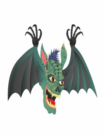 Winged head demon Halloweenのイラスト素材