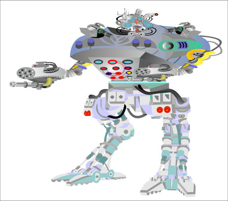 ROBOT patrol and keeper (illustration)のイラスト素材