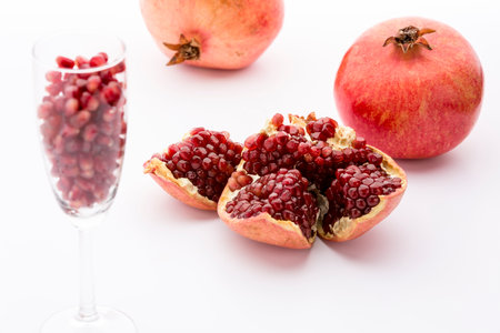 Seeds of the pomegranate, Punica granatumの写真素材