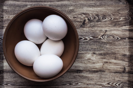 Eggs in a bowlの写真素材